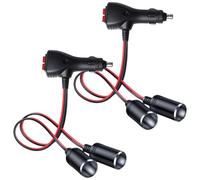 2 pezzi DC 12 V/24 V distributore accendisigari auto, 1 a 2 prese accendisigari da 20 cm prolunga con due interruttori indipendenti e fusibile da 15 A per furgoni