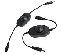 2 Pezzi DC 12V-24V 3A Dimmer LED per Striscia LED, Controller Rotativo PWM con Jack, Regolatore di Luminosità per Strisce, Interruttore Oscuratore in Linea, Nero, Facile Installazione e Utilizzo