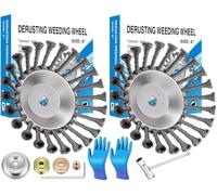 2 Pezzi Decespugliatore a filo metallico, spazzola professionale per erbacce con foro da 25,4 mm, spazzola per erbe selvatiche, spazzola per erbacce per un'efficace rimozione del muschio, 6 inch