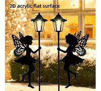 2 pezzi Decorazione da giardino delle fate - Lampione a forma di ragazza, resistente all'acqua e alla ruggine, per esterno, senza fonte di alimentazione, da installare a terra, adatto per patio, decor