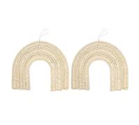 2 pezzi Decorazione da parete a forma di arcobaleno in rattan, appendiabiti a forma di arcobaleno intrecciato fatto a mano per la cameretta del bebè, arte da parete in stile bohemi