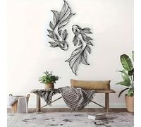 2 pezzi Decorazione da parete in metallo a forma di pesce Koi, design semplice a linea, per decorazione di scuola, casa, interno, feng shui, soggiorno, camera da letto, casa, scuola, sorpresa per dorm