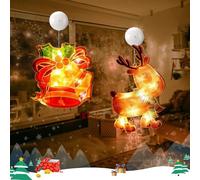 2 Pezzi Decorazione Della Finestra Luce, Luci a Sospensione a Led Babbo 3D Con Ventosa, Luci Decorative Interno, Decorazioni Natalizie Per Finestre Con Babbo Natale Appeso (C)
