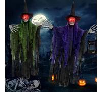 2 Pezzi Decorazione per Halloween, Appendere Strega Grim Reapers Smorfia Fantasma, per All'aperto, Prato, Cortile, Feste in Giardino, Casa