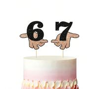 2 pezzi Decorazione per torta Sei Sette - Divertente decorazione per torta di compleanno 6 7 - Adatto per feste di compleanno, decorazioni per feste di anniversario Animale,LettereCarta tessile