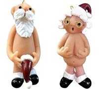 2 pezzi decorazioni natalizie cattivo Babbo Natale ornamento albero di Natale appeso ornamenti nudo Babbo Natale divertente decorazione festa di Natale segreto Babbo Natale