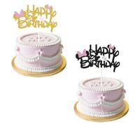 2 Pezzi Decorazioni Torta per Compleanno, Minni Mickey Cake Topper, Tortendeko Toppers Glitter, Happy Birthday Torta Compleanno, Bambini per Cupcake, Festa Topper Happy Birthday per Ragazzi e Ragazze