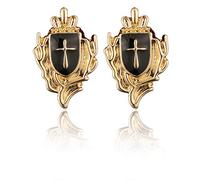 2 pezzi delicati per medaglia di croce spilla a forma di corona abito da lavoro collana camicia repins gioielli per lui accessori set di spille smaltate, talla única, come descritto