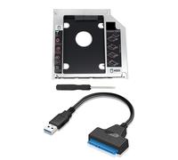 2 pezzi di accessori: 1 alloggiamento per disco rigido SATA 2nd HDD HD SSD, vassoio per disco rigido e cavo adattatore