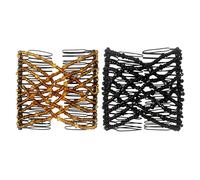 2 Pezzi Di Accessori Per Capelli Elastici, Pettine Invisibili Versatili, Distributore Di Capelli Retrattili, Punti Di Decorazione Del Parrucchiere (Nero, Marrone).