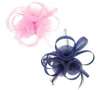2 Pezzi Di Accessori Per Capelli Floreali In Rete, Accessori Per Capelli In Stile Marino, Copricapo Di Piume Da Sposa, Accessori Per Foto Di Strada, Adatti Per Balli, Cene (Blu Scuro, Rosa).