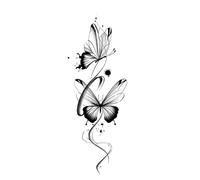 2 Pezzi Di Adesivi Per Tatuaggi A Base Di Erbe Con Ombra Di Farfalla, Impermeabili, Di Lunga Durata, Personalizzati, Alla Moda, Non Luminosi E Realistici