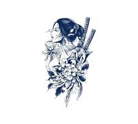 2 pezzi di adesivi per tatuaggi a base di erbe, impermeabili, di lunga durata, per uomini e donne, semipermanenti, non riflettenti, con fiori di Geisha