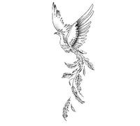 2 Pezzi Di Adesivi Per Tatuaggi A Base Di Erbe, Succo Semipermanente Antiriflesso, Impermeabile, A Lunga Durata, Piuma Di Uccello Fenice