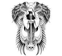 2 Pezzi Di Adesivi Per Tatuaggio Con Schiena Intera Dell'Arcangelo A Sei Ali Semipermanente A Base Di Erbe Tatuaggio Di Simulazione Di Immagini Di Grandi Dimensioni Impermeabile E Di Lunga Durata