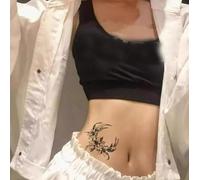 2 Pezzi Di Adesivo Per Tatuaggio Temporaneo A Base Di Erbe Con Fiore Di Luna Crescente, Tatuaggio Falso Semipermanente, Durata 2 Settimane, Non Può Essere Cancellato, Antiriflesso, Per Uomini E Donne