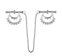 2 pezzi di anelli per capezzoli in acciaio inox - Anelli a barra rotonda per donne, morsetti per capezzoli con catena per coppie