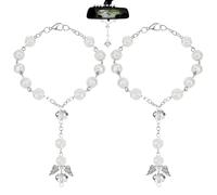 2 Pezzi di Angelo Custode Autospecchietto Retrovisore per Specchio - Portachiavi Argentato Angelo Custode Elegante Design Decorazione Specchietto Retrovisore Angelo Custode