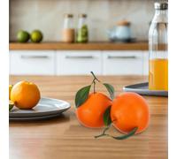 2 pezzi di arancia artificiale: arancia finta realistica con foglie, modelli di