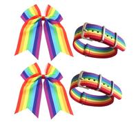 2 Pezzi Di Arcobaleno Arco Accessori Per Capelli E 2 Pezzi Di Arcobaleno Bracciali, Arcobaleno Orgoglio Fascia Elastica Dei Capelli, Arcobaleno Accessori, Adatto Per Feste, E Usura Quotidiana.