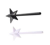 2 pezzi di bacchetta a forma di bacchetta shaker shaker in plastica simpatico distributore di sale a forma di stella fornitura di cucina bianca nera