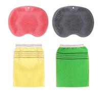2 Pezzi Di Back Strofina Di Aspirazione Anti-Slip, 2 Pezzi Di Asciugamano Da Bagno, Supporto Per Pareti Con Doccia Multifunzione, Lavaggio Del Corpo E Tappetino Da Massaggio.