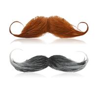 2 pezzi di baffi da incollare, baffi, autoadesivi per incollare, barba finte, moustache, labbro superiore, per cosplay, costume di Halloween (marrone + nero)