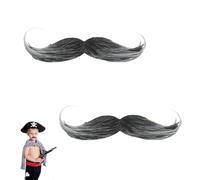2 pezzi di baffi da incollare, finte barba, baffi, autoadesivo, finto moustache detective 80, travestimento per cosplay per feste di Halloween