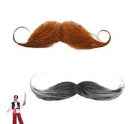 2 pezzi di baffi da incollare, finte barba, baffi, autoadesivo, finto moustache detective 80, travestimento per cosplay per feste di Halloween