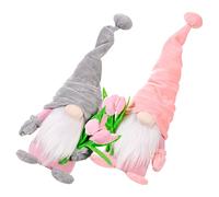 2 pezzi di bambola in peluche con tulipano per la festa della mamma,