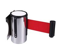 2 pezzi di barriera a nastro retrattile for il controllo della folla, for esterni, in acciaio inox, con montaggio a parete, cintura rossa, for lo sport, palo, for la coda for a(10m/32.8ft)