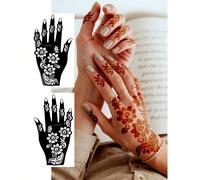 2 pezzi di bellissimi stencil per tatuaggi Mehndi floreali, con motivi a fiori 3D e a volute per uno stile retrò esotico, ideali per l'arte dell'henné, feste e look esotici, permettendo un'applicazion
