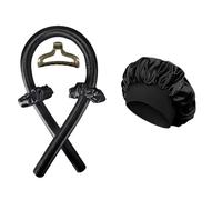2 pezzi di bigodini senza calore, arricciacapelli senza calore, fascia for capelli, bigodini for dormire(Black with cap)