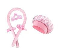 2 pezzi di bigodini senza calore, arricciacapelli senza calore, fascia for capelli, bigodini for dormire(Pink with cap)