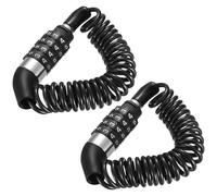 2 Pezzi di Blocco Casco Moto, Lucchetto Bici, Cavo di Sicurezza da 150 cm con Combinazione a 4 Cifre, Rivestimento in PVC, Blocco per Casco per Moto, Bici e E-Scooter