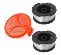 2 pezzi di bobina con filo e 1 pezzo di copertura del cappuccio della bobina per decespugliatore Black