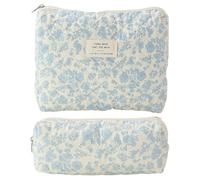 2 Pezzi Di Borsa Per Il Trucco, Stile Tro-Retro Di Fiori, Borsa Per Il Trucco Con Grande Capacità E Borsa Portatile.
