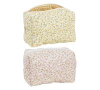 2 Pezzi Di Borsa Stampata Floreale, Simpatico Borsa, Borsa Per Trucco Portatile, Borsa Per Le Frizione Da Donna, Borsa Da Toeletta Di Grande Capacità.