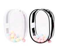 2 pezzi di borse trasparenti per esposizione di figure, mini borsa trasparente per esposizione di figure con portachiavi, palline di pompon, cerniera, custodia trasparente per bambole da collezion