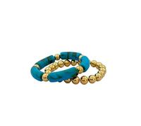 2 pezzi di braccialetti di perline acriliche per coppie - Set di braccialetti elastici fatti a mano con tubo flessibile per l'uso quotidiano coordinato(Style15)