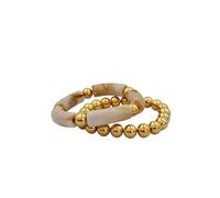 2 pezzi di braccialetti di perline acriliche per coppie - Set di braccialetti elastici fatti a mano con tubo flessibile per l'uso quotidiano coordinato(Style20)
