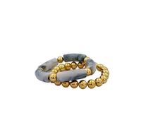 2 pezzi di braccialetti di perline acriliche per coppie - Set di braccialetti elastici fatti a mano con tubo flessibile per l'uso quotidiano coordinato(Style16)