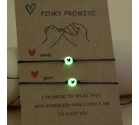 2 pezzi di braccialetti lavorati a maglia con perle piatte luminose nel buio, con design a forma di cuore, adatti per migliori amici/coppie per San Valentino Tagli UnicaPoliestere