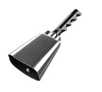 2 pezzi di campanacci a percussione a mano, con campanaccio in acciaio e metallo, for feste, concerti, scuole partite calcio per Eventi sportivi, Feste, Fattoria(Black)