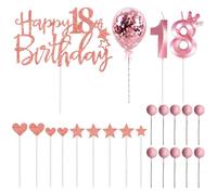 2 Pezzi di Candele Digitali, 1 Set di Inserti per La Torta E 10 Pezzi di Plug-in Sferici, Forniture per Feste di 18 ° Compleanno, Decorazioni per Torte.