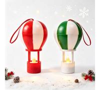 2 pezzi di candele natalizie per interni senza fiamma LED lanterna a forma di mongolfiera a batteria ornamenti a lume di candela da tavolo di Natale centrotavola appeso albero di Natale decorazione