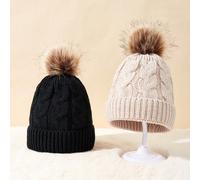 2 pezzi di cappelli lavorati a maglia con palline di lana attorcigliate, adatti per l'uso quotidiano casual di ragazzi e ragazze in autunno e inverno. I bambini non avranno più freddo dopo averli indo