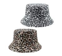 2 Pezzi Di Cappello Per Pescatori Con Stampa Leopardata, Cappello Casual Stampato Retrò E Stampato Alla Moda, Gatto Da Pesca A Doppia Faccia, Cappello Da Sole Comodo All'Aperto.