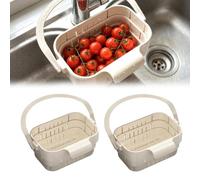 2 pezzi di cestello multiuso appeso per il lavello della cucina, scolapasta pieghevole da appendere, rastrelliera multiuso per rubinetto per scolatura di frutta, verdura e utensili (Bianco*2)