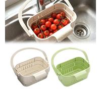 2 pezzi di cestello multiuso appeso per il lavello della cucina, scolapasta pieghevole da appendere, rastrelliera multiuso per rubinetto per scolatura di frutta, verdura e utensili (Bianco+Verde)